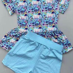 Kids Blue Graphic Shirt and Shorts Set